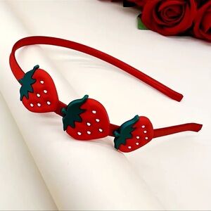 Strawberry Satin and Silicone Headband NWT